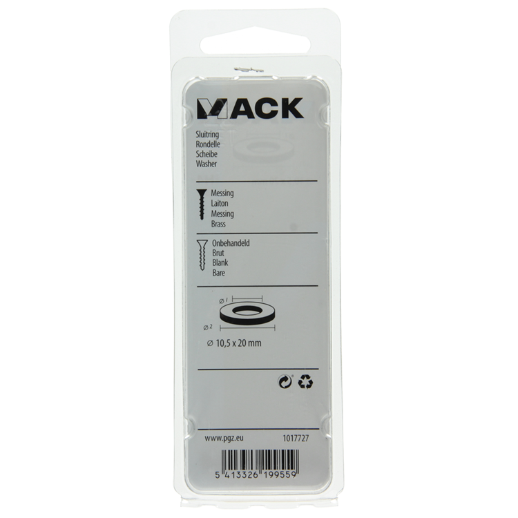 Mack 1017727 - Unterlegscheibe Messing 3 Stück 10,5 x 20 mm | 10 Stück