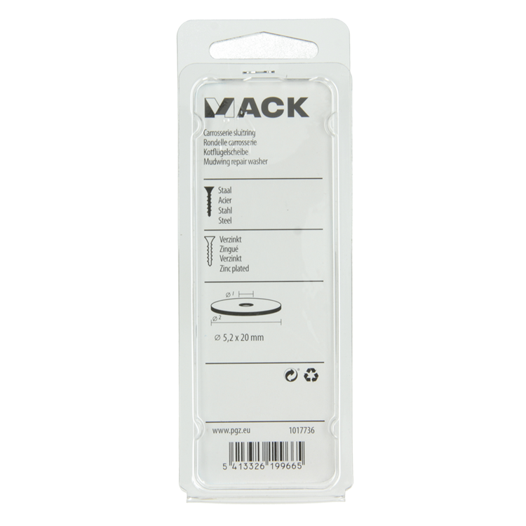 Mack 1017736 - Karosseriescheibe verzinkt25 Stück 5,2 x 20 mm | 10 Stück