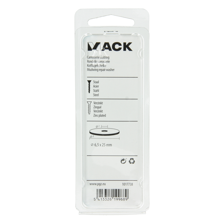 Mack 1017738 - Karosseriescheibe verzinkt 18 Stück 6,5 x 25 mm | 10 Stück