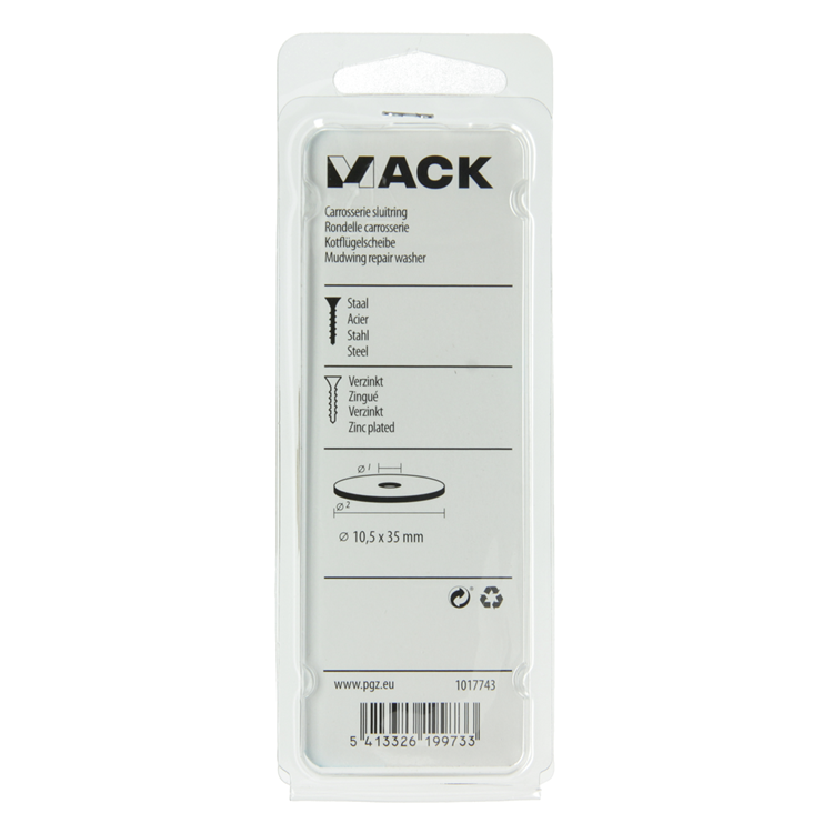 Mack 1017743 - Karosseriescheibe verzinkt 8 Stück 10,5 x 35 mm | 10 Stück