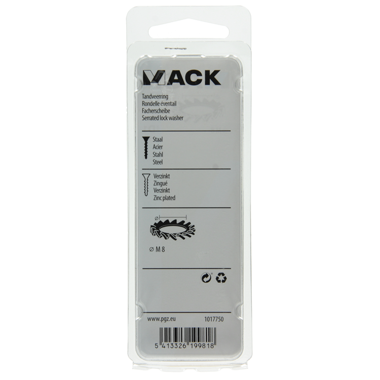 Mack 1017750 - Zahnfederscheibe aus verzinktem Stahl 15 Stück M8 | 10 Stück