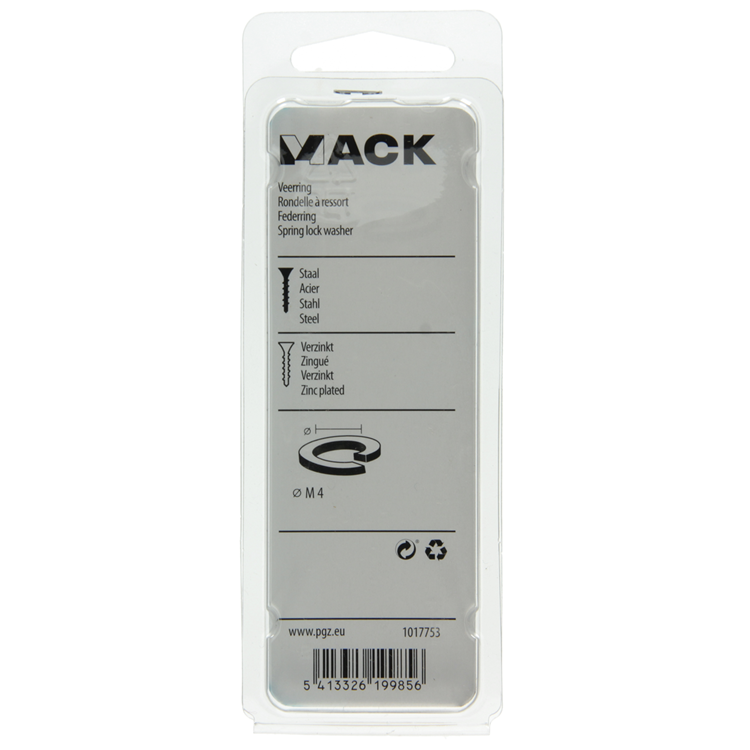 Mack 1017753 – Federscheibe aus plattiertem Stahl. 60 Stück m4 | 10 Stück