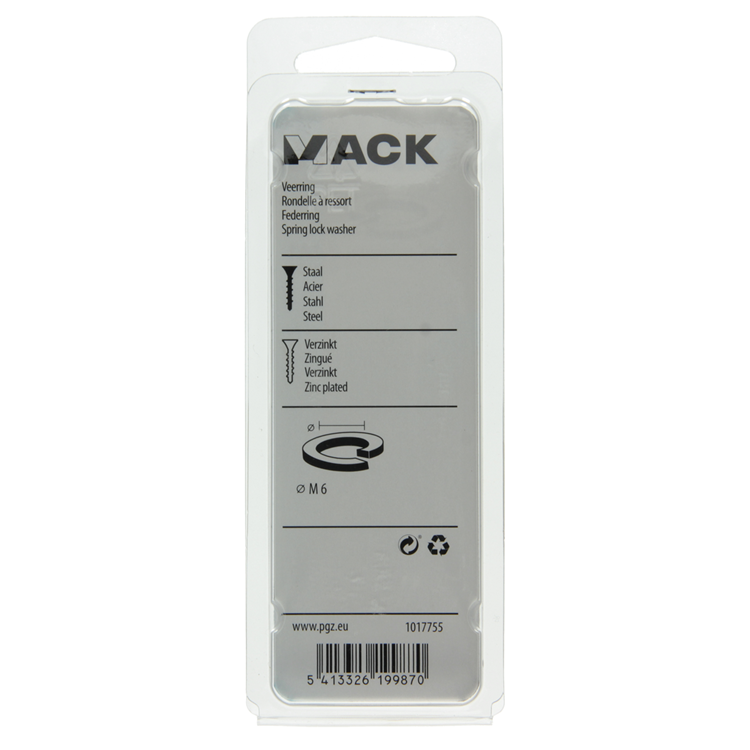 Mack 1017755 – Federscheibe aus plattiertem Stahl. 40 Stück m6 | 10 Stück