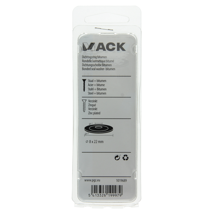 Mack 1019689 - Dichtring Bitumen verzinkt 8 Stück 8 x 22 mm | 10 Stück