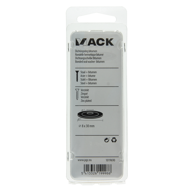 Mack 1019690 - Dichtring Bitumen verzinkt 6 Stück 8 x 30 mm | 10 Stück