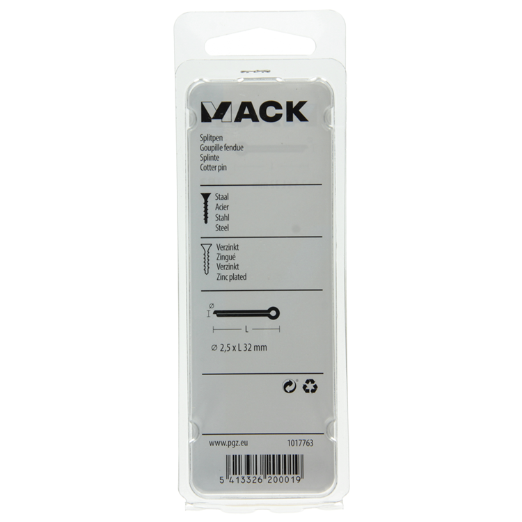 Mack 1017763 - Splint verzinkter Stahl 18 Stück 2,5 x 32 mm | 10 Stück