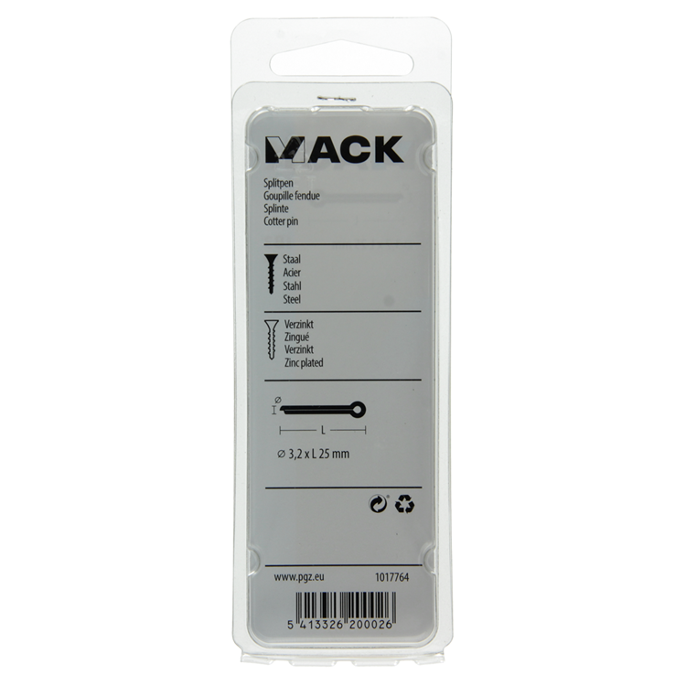 Mack 1017764 - Splint verzinkter Stahl 16 Stück 3,2 x 25 mm | 10 Stück