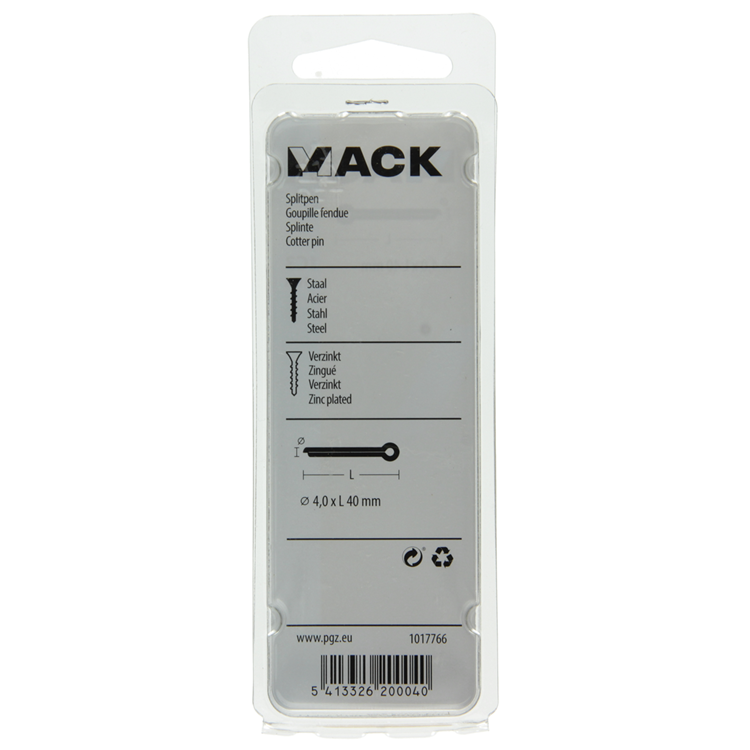 Mack 1017766 - Splint verzinkter Stahl 10 Stück 4,0 x 40 mm | 10 Stück