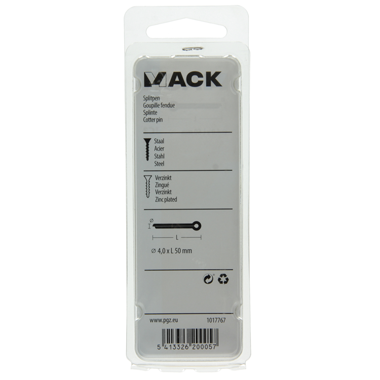 Mack 1017767 - Splint verzinkter Stahl 8 Stück 4,0 x 50 mm | 10 Stück
