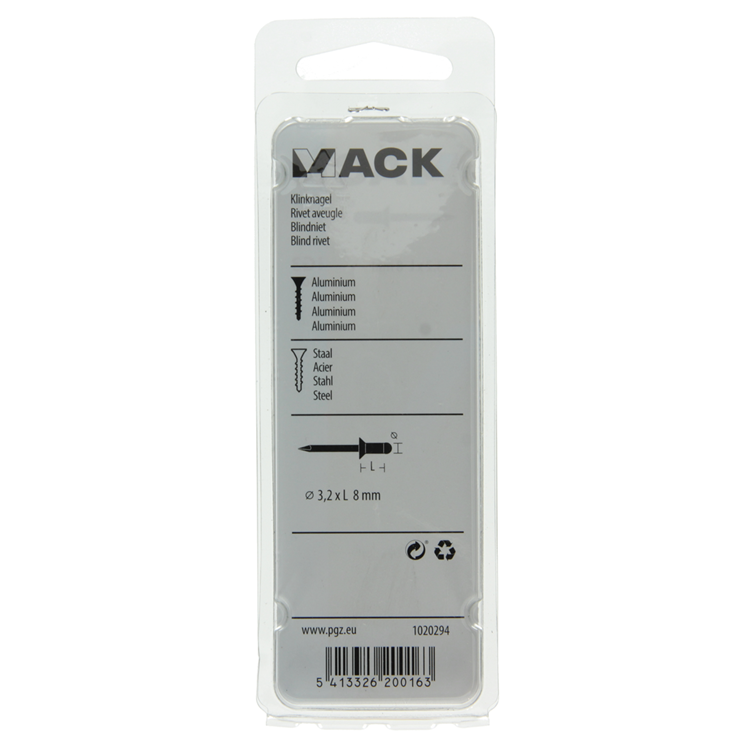 Mack 1020294 - 40 Blindklammern Aluminium 3,2x8mm | 10 Stück