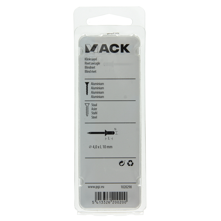 Mack 1020298 - 33 Blindklammern Aluminium 4,0x10mm | 5 Stück