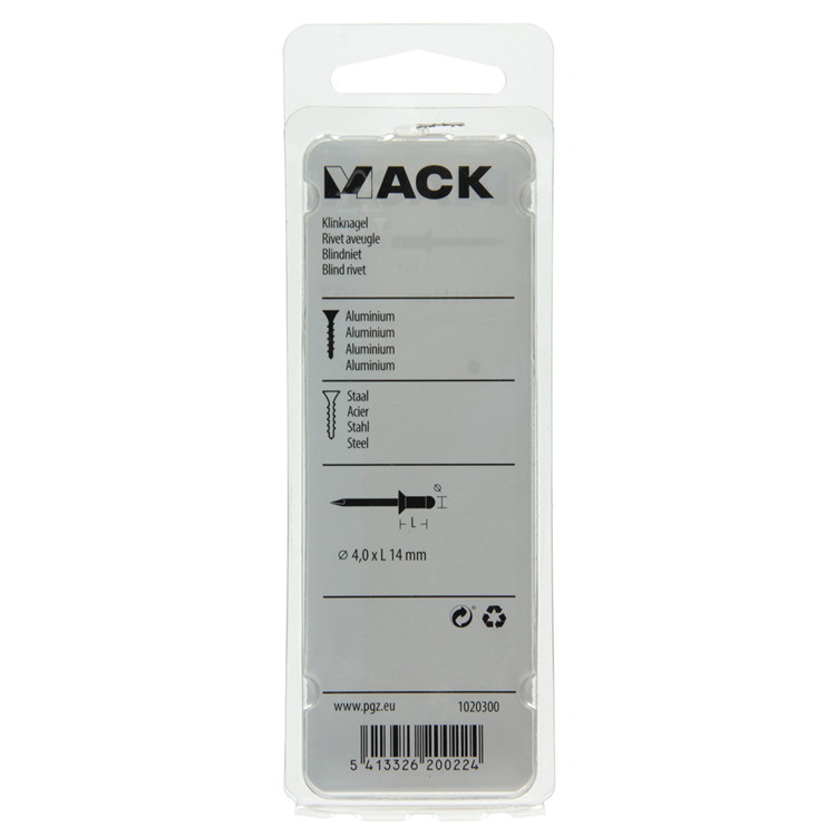Mack 1020300 - 26 Blindklammern Aluminium 4,0x14mm | 5 Stück