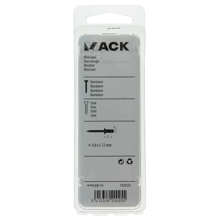 Mack 1020303 - 23 Blindklammern Aluminium 4,8x12mm | 5 Stück