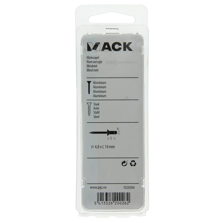 Mack 1020304 - 20 Blindklammern Aluminium 4,8x14mm | 5 Stück