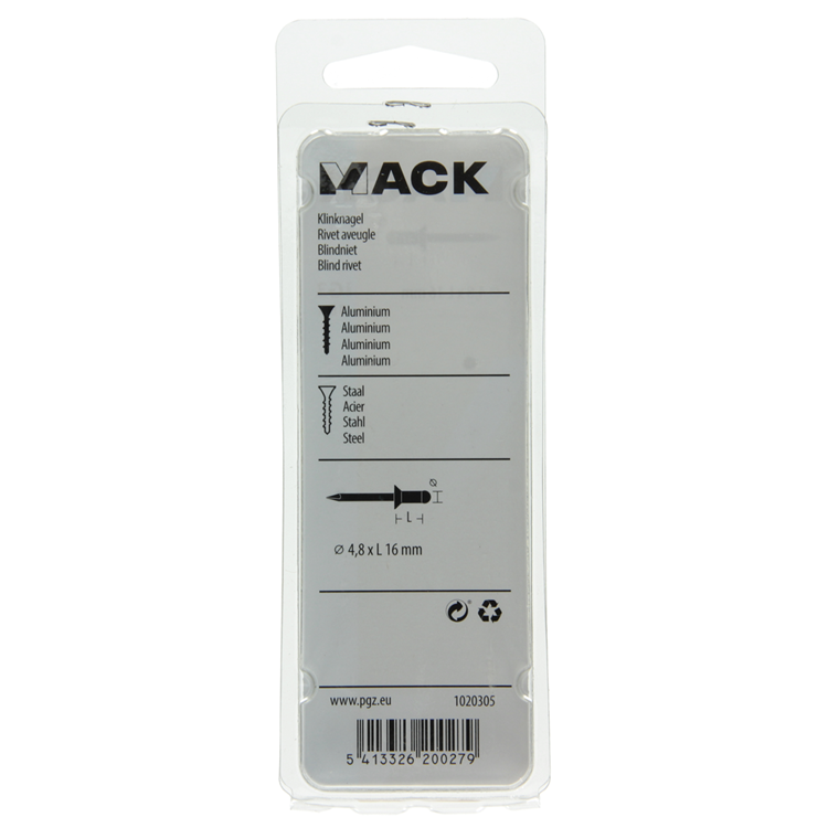 Mack 1020305 - 18 Blindklammern Aluminium 4,8x16mm | 5 Stück