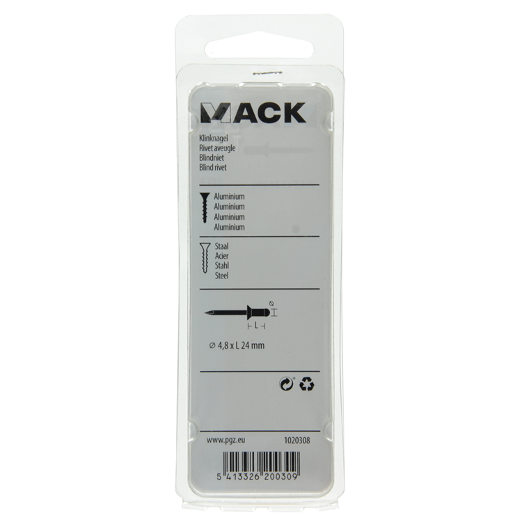 Mack 1020308 - 13 Blindklammern Aluminium 4,8x24mm | 5 Stück