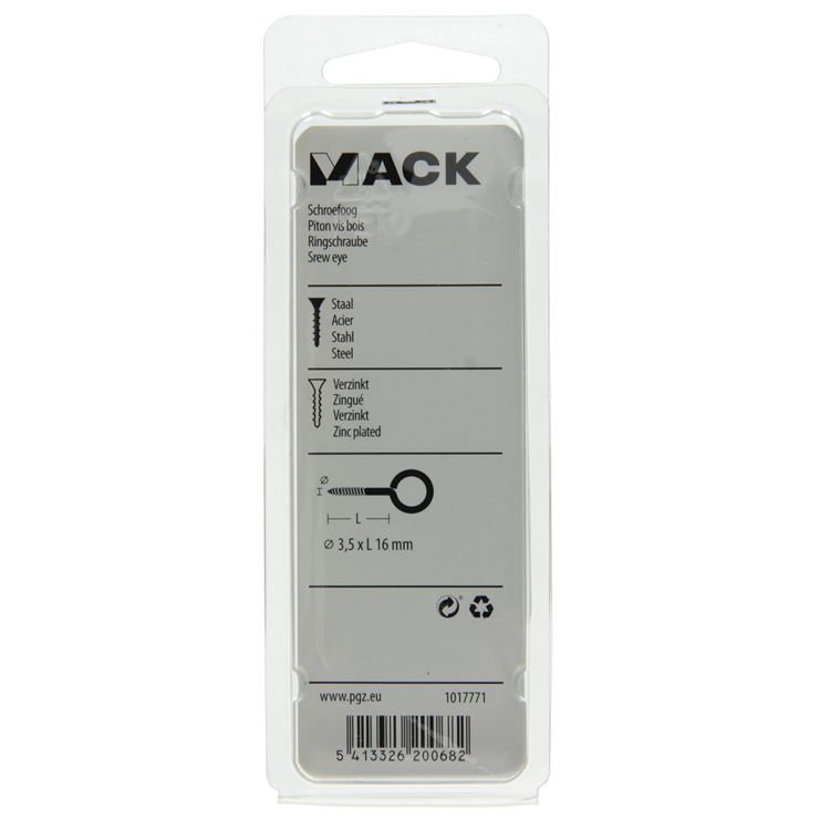 Mack 1017771 - Schraubenauge aus verzinktem Stahl 12 Stück 3,5 x 16 mm | 10 Stück