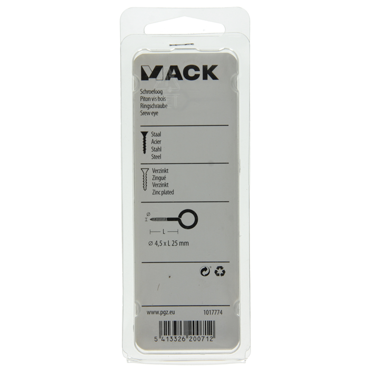 Mack 1017774 - Schrauböse verzinkter Stahl 7 Stück 4,5 x 25 mm | 10 Stück