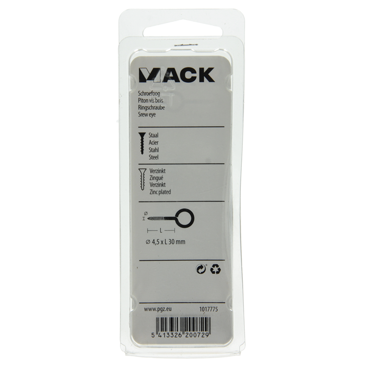 Mack 1017775 - Schrauböse verzinkter Stahl 6 Stück 4,5 x 30 mm | 10 Stück