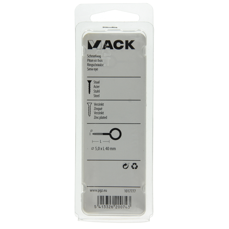 Mack 1017777 - Schrauböse aus verzinktem Stahl 4 Stück 5,0 x 40 mm | 10 Stück