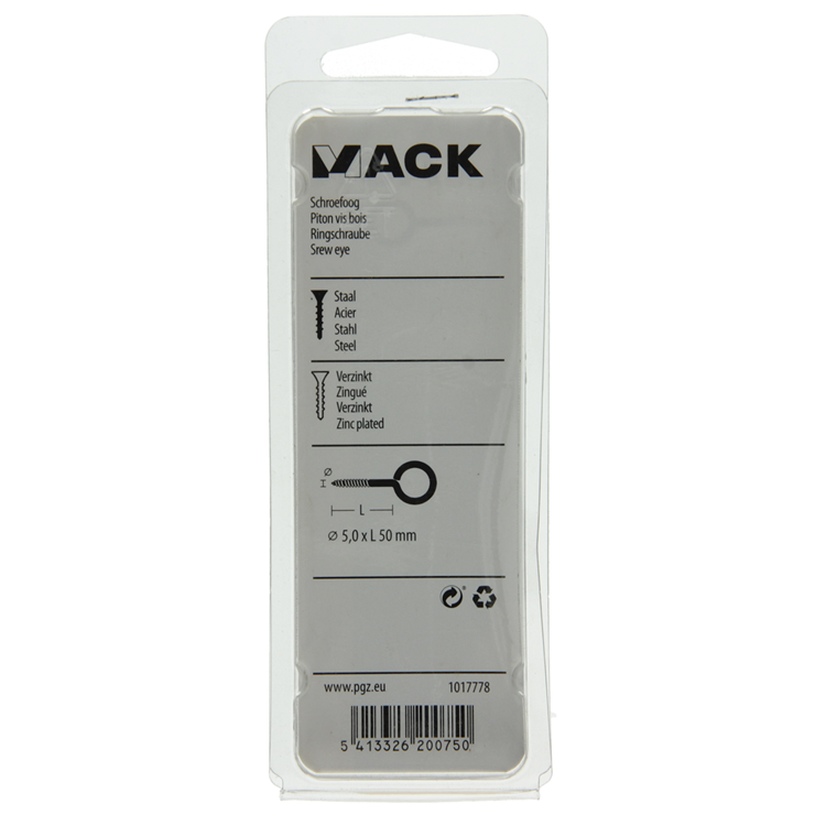 Mack 1017778 - Schrauböse verzinkter Stahl 3 Stück 5,0 x 50 mm | 10 Stück