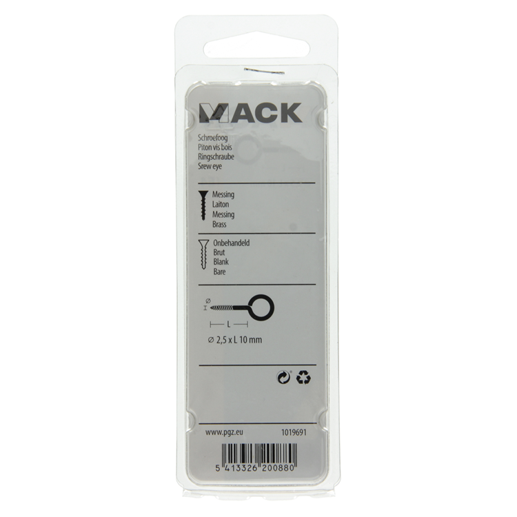 Mack 1019691 - Schraubenauge Messing 6 Stück 2,5 x 10 mm | 10 Stück