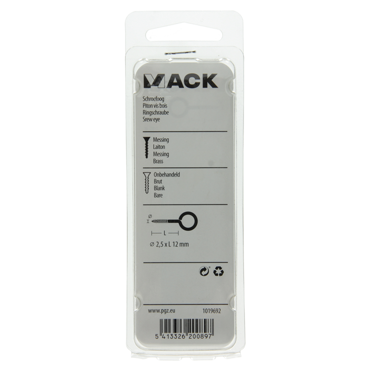 Mack 1019692 - Schrauböse Messing 6 Stück 2,5 x 12 mm | 10 Stück