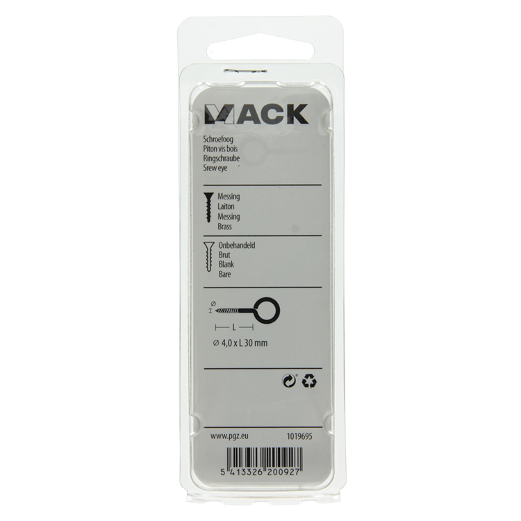 Mack 1019695 - Schrauböse Messing 2 Stück 4,0 x 30 mm | 10 Stück