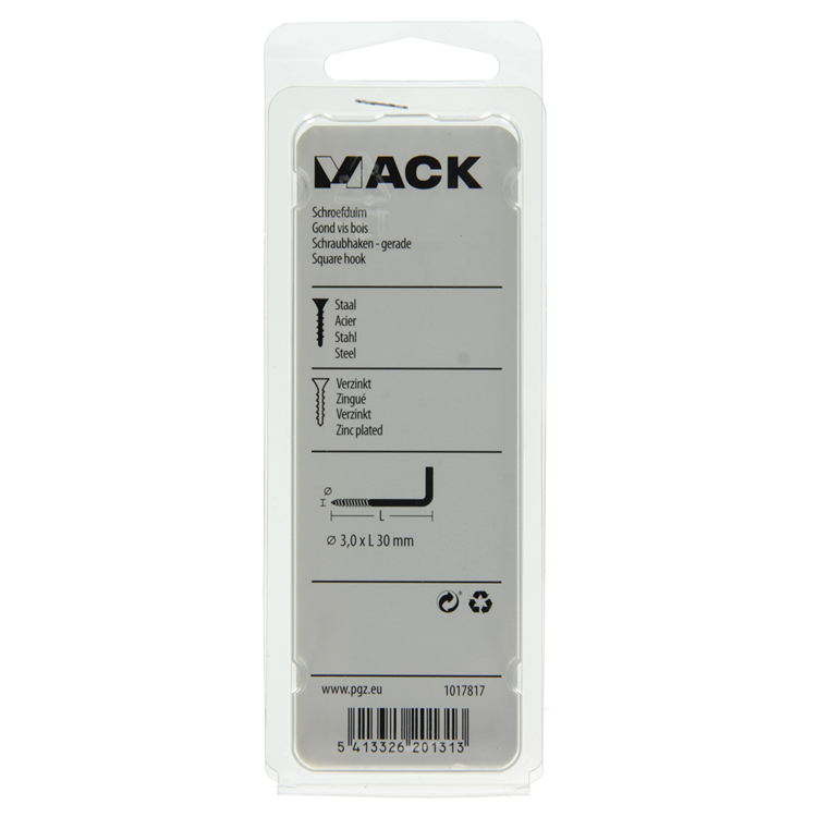 Mack 1017817 - Rändelschraube Stahl verzinkt 16 Stück 3,0 x 30 mm | 10 Stück