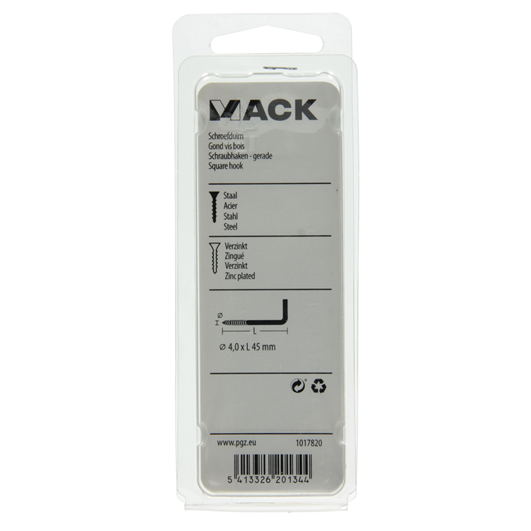 Mack 1017820 - Rändelschraube Stahl verzinkt 9 Stück 4,0 x 45 mm | 10 Stück