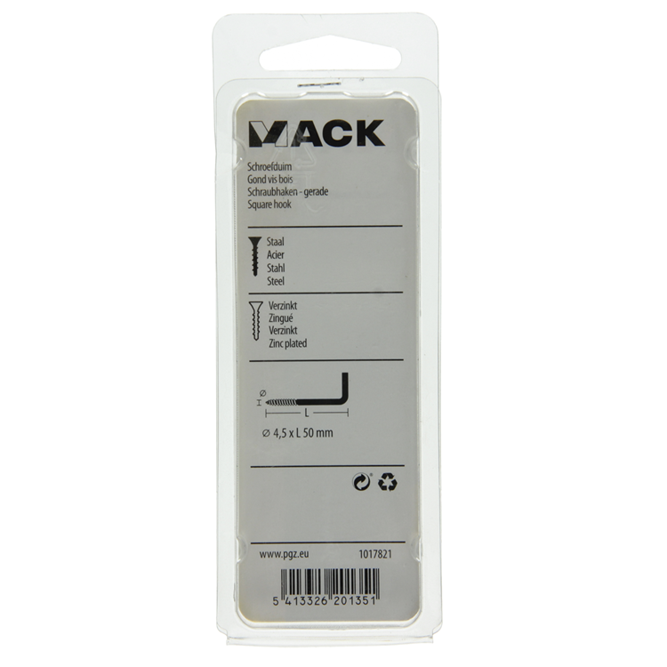 Mack 1017821 - Daumenschraube aus verzinktem Stahl, 6 Stück, 4,5 x 50 mm | 10 Stück