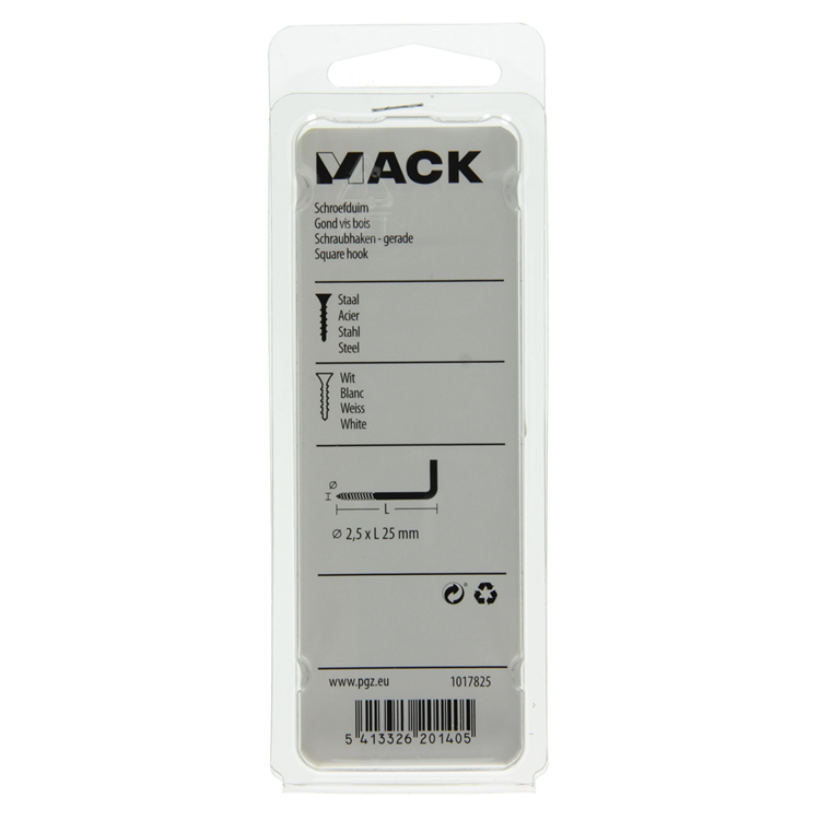 Mack 1017825 - Rändelschraube Stahl weiß 8 Stück 2,5 x 25 mm | 10 Stück