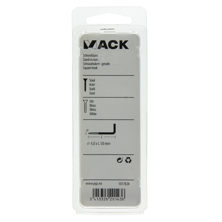 Mack 1017828 - Rändelschraube Stahl weiß 3 Stück 4,0 x 50 mm | 10 Stück