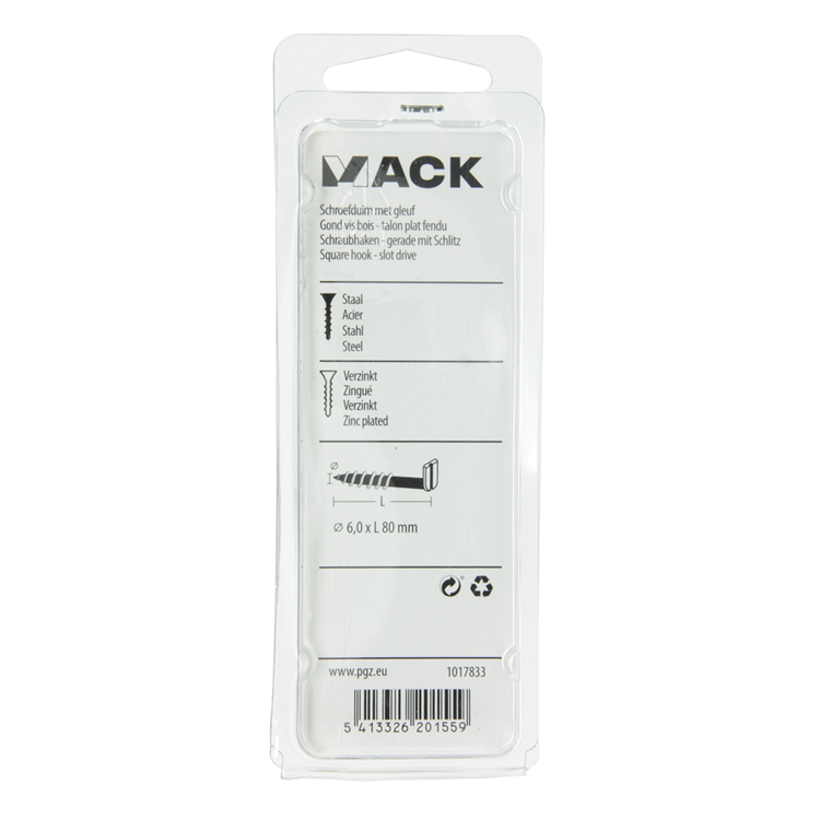 Mack 1017833 – Schraubdaumen mit Schlitz, verzinkter Stahl. 3 Stück 6,0 x 80 mm | 10 Stück
