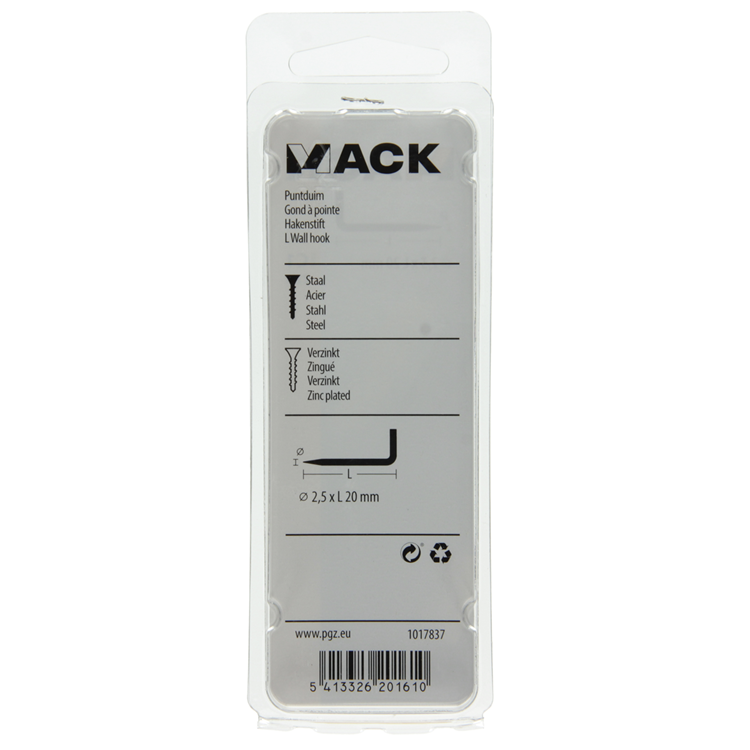 Mack 1017837 - Spitzendaumen verzinkter Stahl 22 Stück 2,5 x 20 mm | 10 Stück