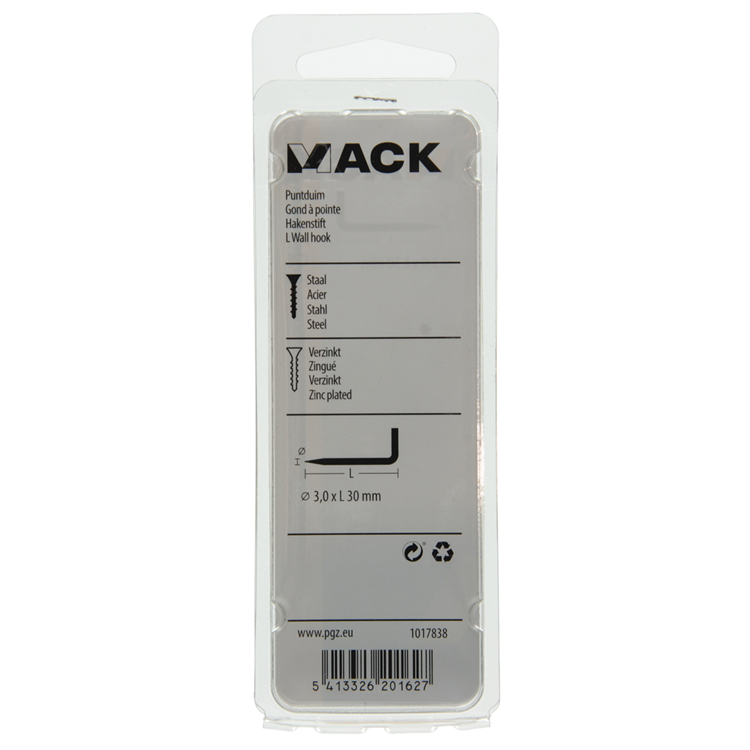 Mack 1017838 - Spitzendaumen verzinkter Stahl 16 Stück 3,0 x 30 mm | 10 Stück