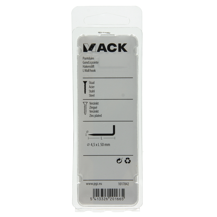 Mack 1017842 - Spitzendaumen verzinkter Stahl 6 Stück 4,5 x 50 mm | 10 Stück
