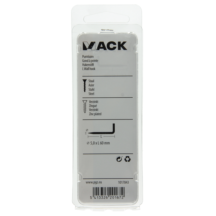 Mack 1017843 - Spitzendaumen verzinkter Stahl 4 Stück 5,0 x 60 mm | 10 Stück