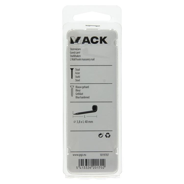 Mack 1019707 - Balkenhaken gebläuter Stahl 7 Stück 3,8 x 40 mm | 5 Stück