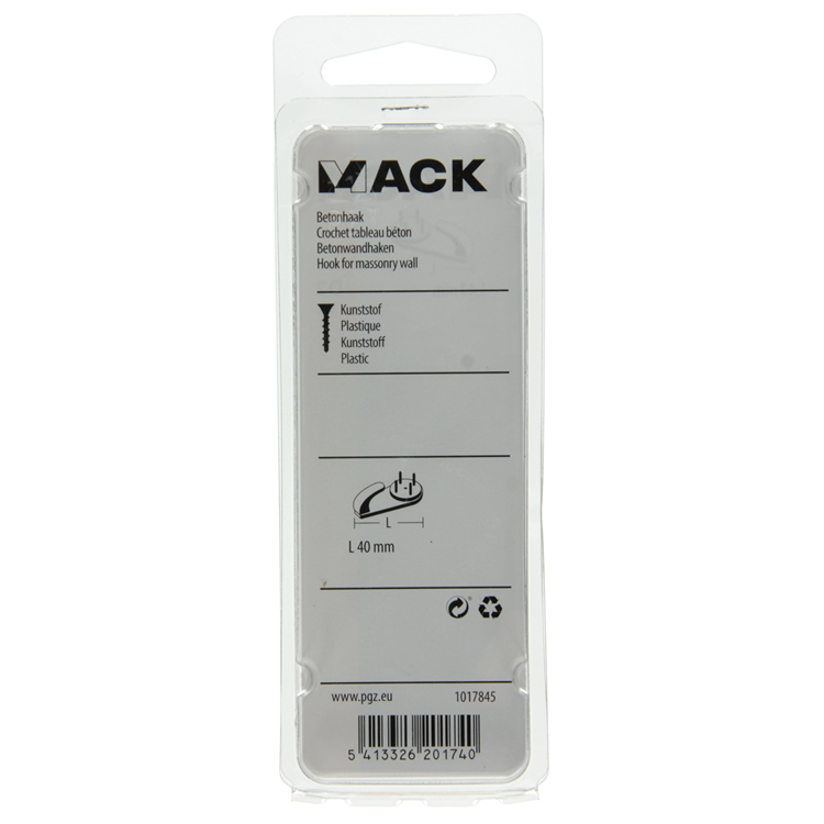 Mack 1017845 - Betonhaken Kunststoff 3 Stück 40 mm | 10 Stück