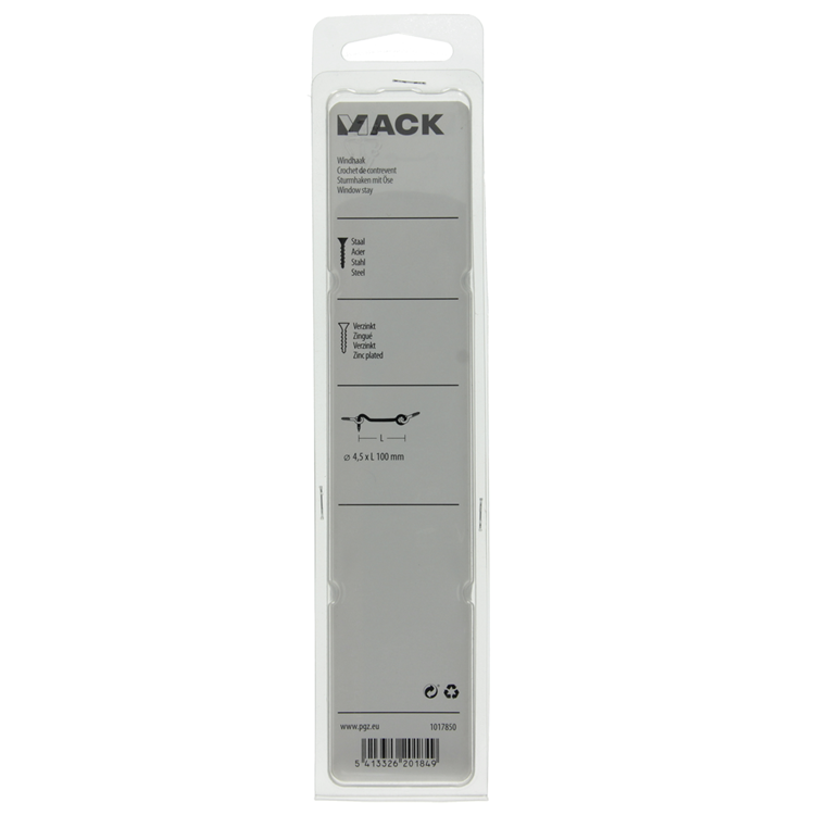Mack 1017850 – Windhaken aus verzinktem Stahl, 2 Stück, 4,5 x 100 mm | 5 Stück