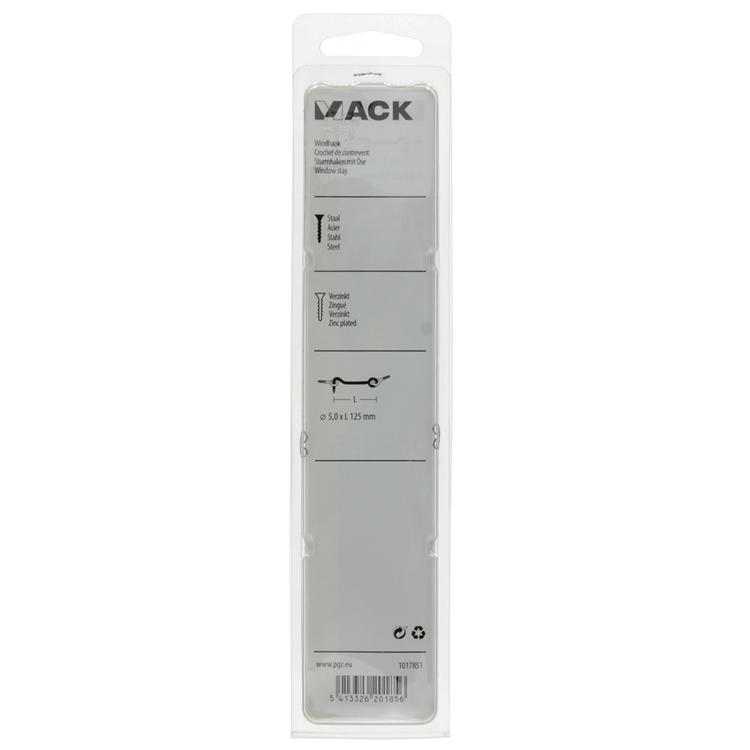 Mack 1017851 – Windhaken aus verzinktem Stahl, 2 Stück, 5,0 x 125 mm | 5 Stück
