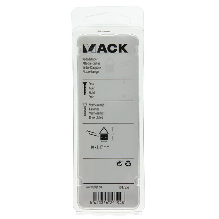 Mack 1017858 - Rahmenaufhänger Stahl vermessingt 6 Stück 10 x 17 mm | 10 Stück