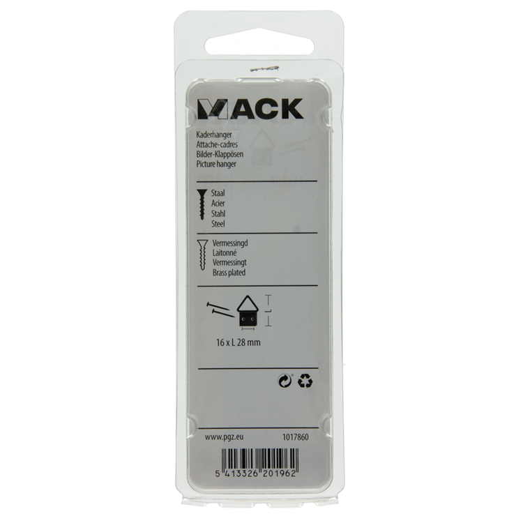 Mack 1017860 - Rahmenaufhänger Stahl vermessingt 5 Stück 16 x 28 mm | 10 Stück