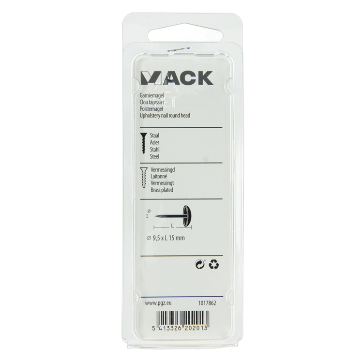 Mack 1017862 – Ziernägel aus vermessingtem Stahl, 40 Stück, 9,5 x 15 mm | 10 Stück