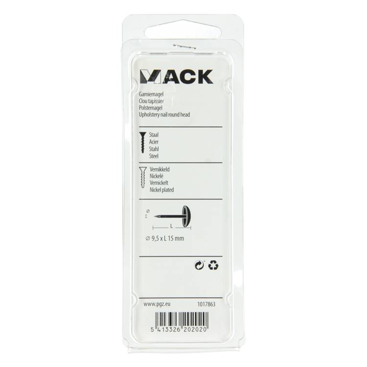 Mack 1017863 – Ziernägel aus vernickeltem Stahl, 40 Stück, 9,5 x 15 mm | 10 Stück
