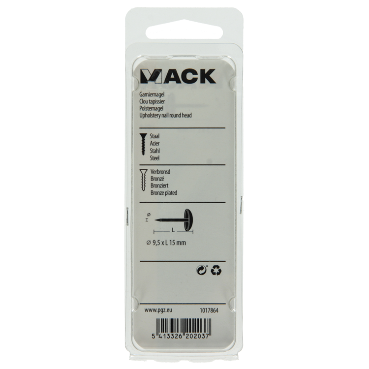 Mack 1017864 - Garniernagel Stahl bronziert 35 Stück 9,5 x 15 mm | 10 Stück