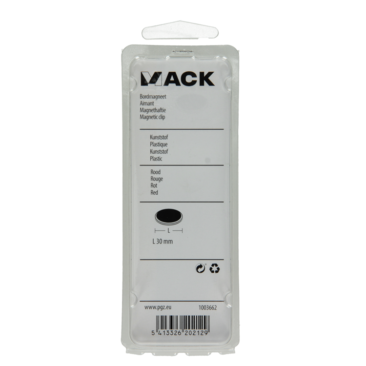 Mack 1003662 - Tafelmagnet Kunststoff rot 4 Stück 30mm | 10 Stück