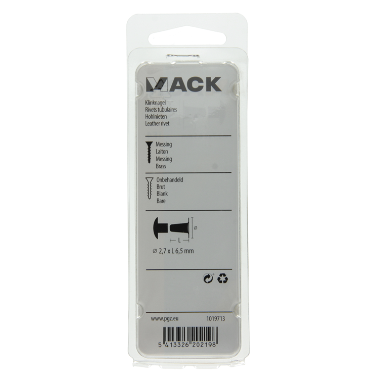 Mack 1019713 - Niete Messing 12 Stück 2,7 x 6,5 mm | 10 Stück