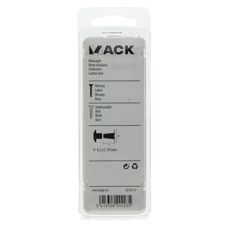 Mack 1019717 - Niete Messing 6 Stück 4,2 x 10 mm | 10 Stück